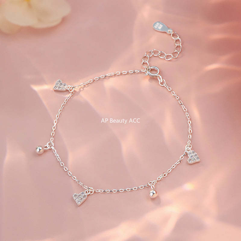 B관 - 999 실버 하트 원형 볼 펜던트 팔찌 [YC4225SL_1] 25.10-4