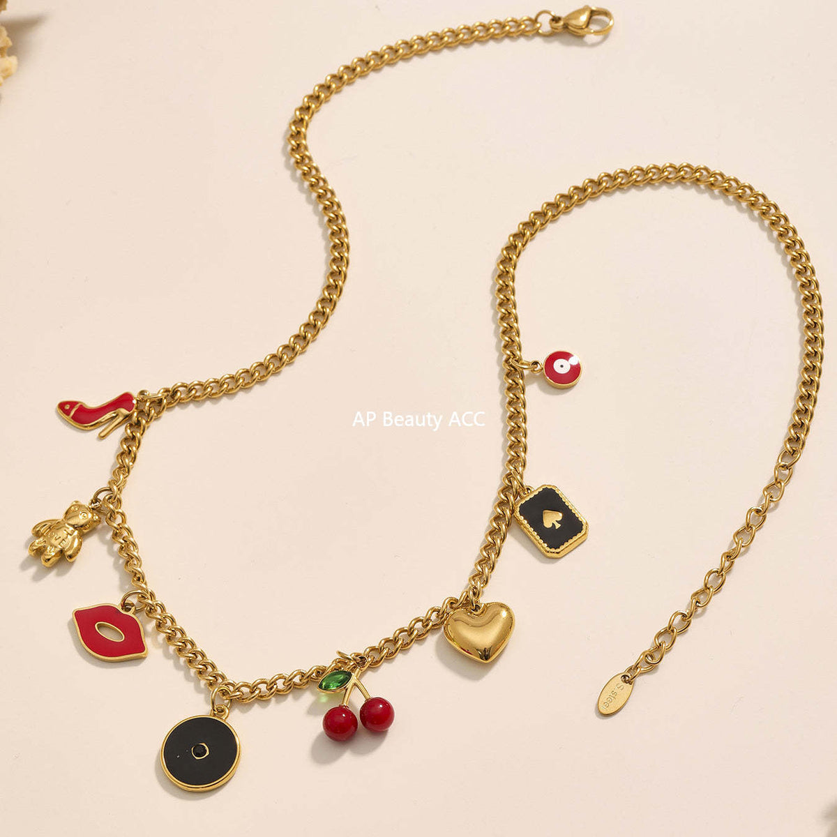 D관 - 18K 도금 체리 DIY 펜던트 스테인리스 스틸 목걸이 [P939] 25.08-2