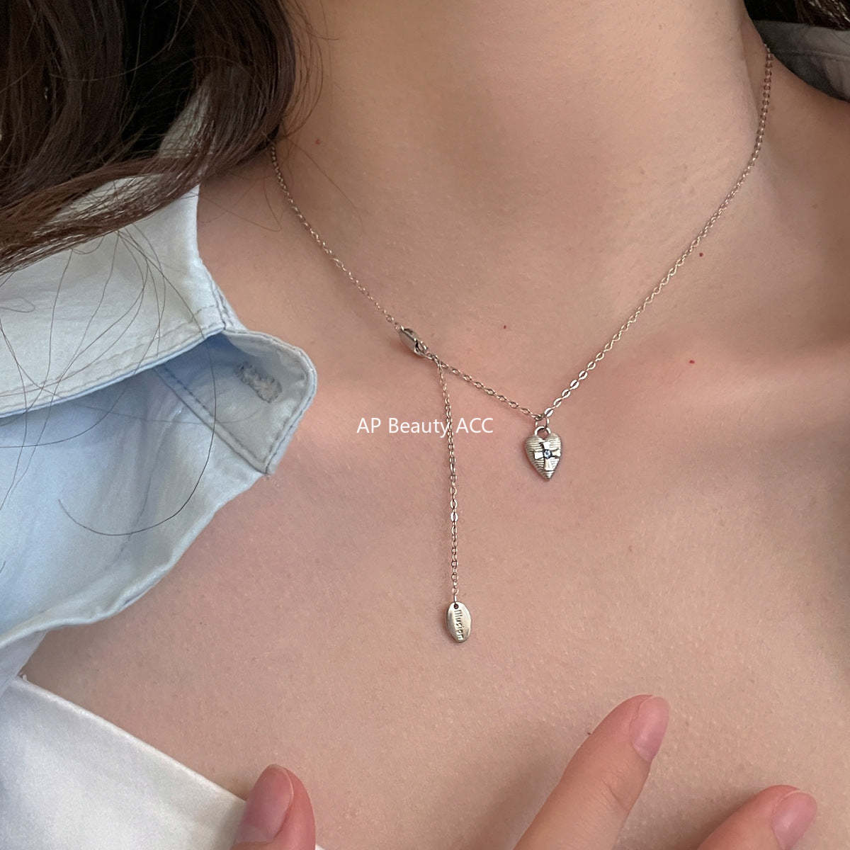 A관 - 925 실버 하트 십자가 큐빅 체인 목걸이 [XL-1209] 25.10-4