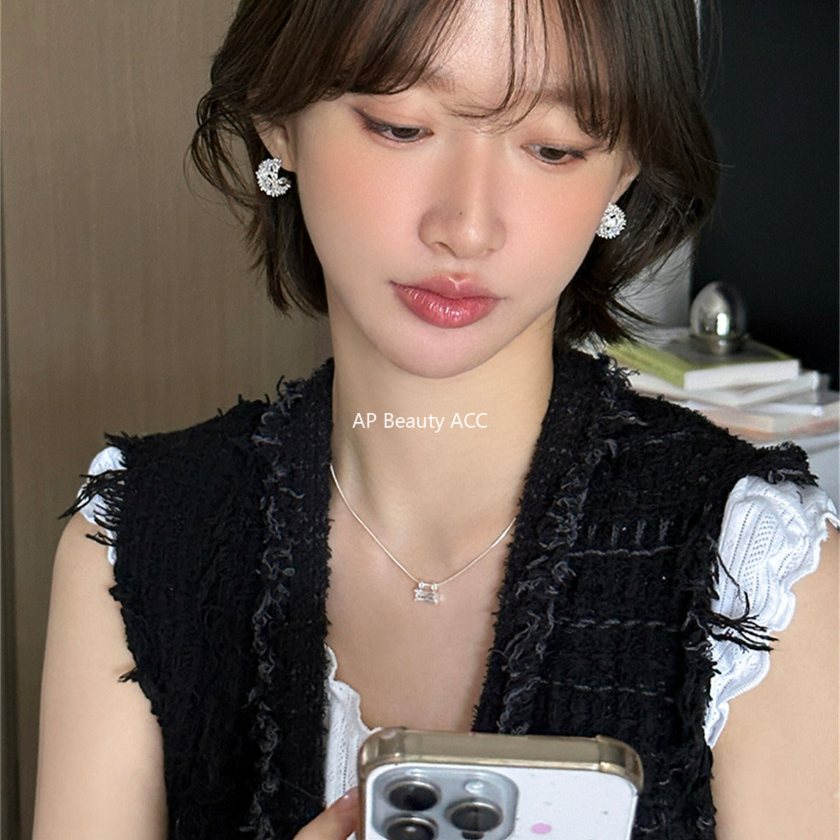 A관 - 도트 눈꽃 디자인 큐빅 귀걸이 [EH-4201] 25.10-3