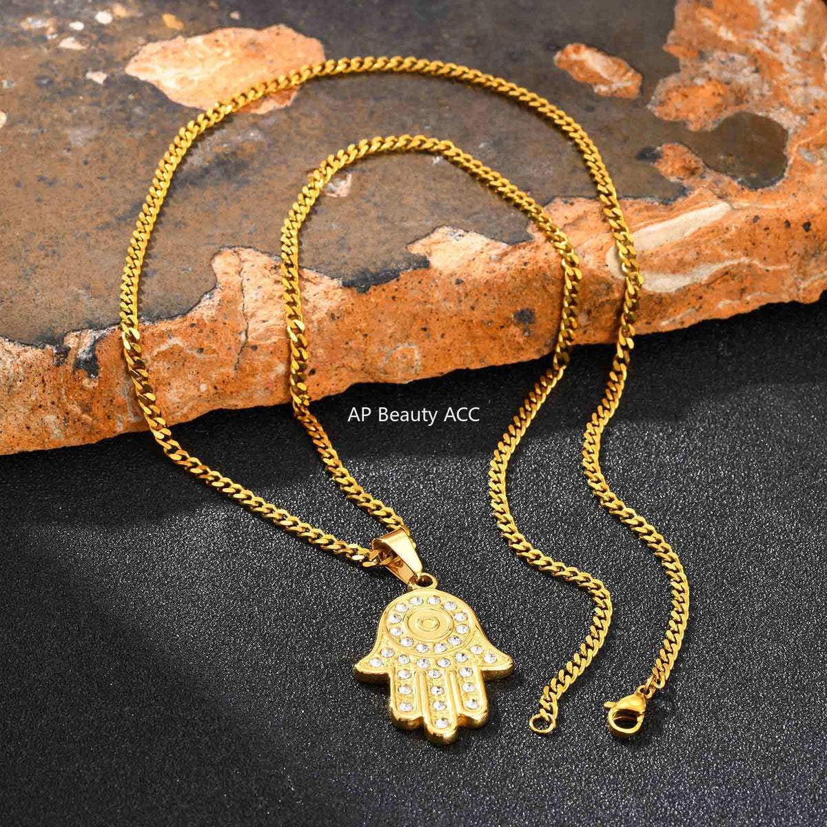 G관 - 스테인리스 파티마의손 큐빅 펜던트 목걸이 [PN-2264] 25.11-2