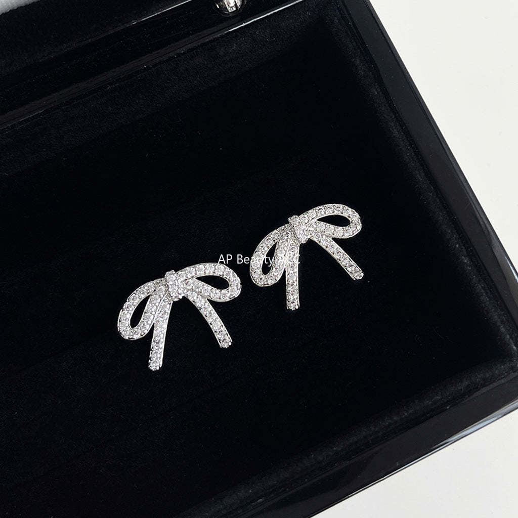 C관 - 큐빅 나비 리본 세련된 귀걸이 [4533] 24.07-3