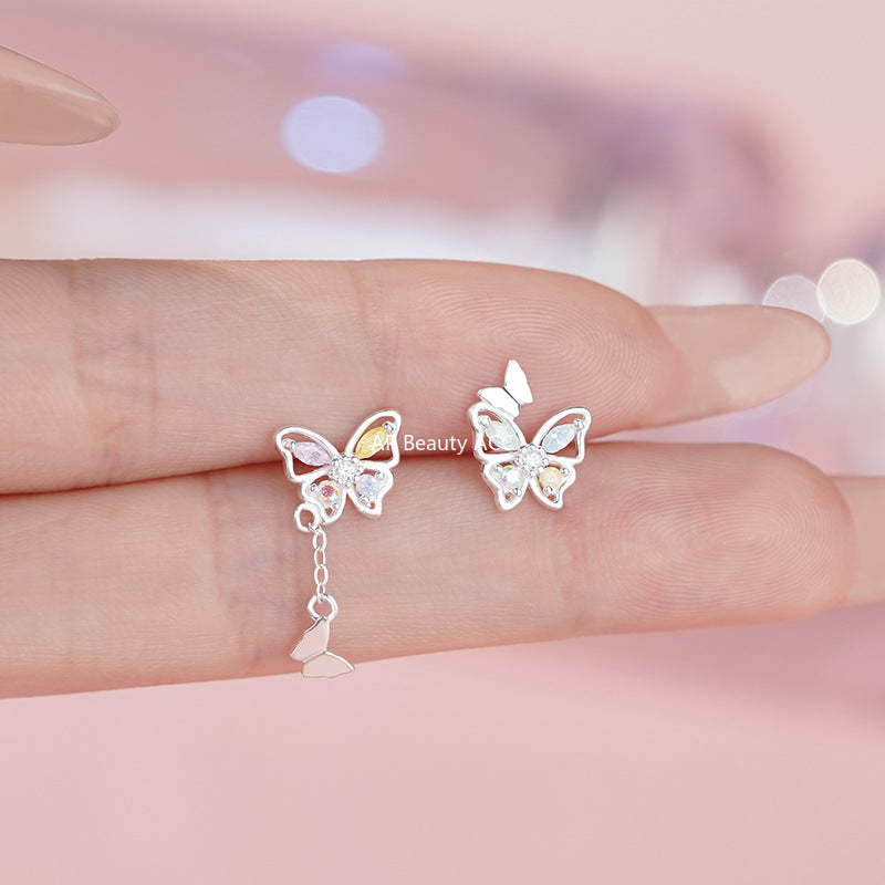 B관 - 999 실버 나비 태슬 플라워 큐빅 디자인 귀걸이 [YC3467E_1] 25.11-3