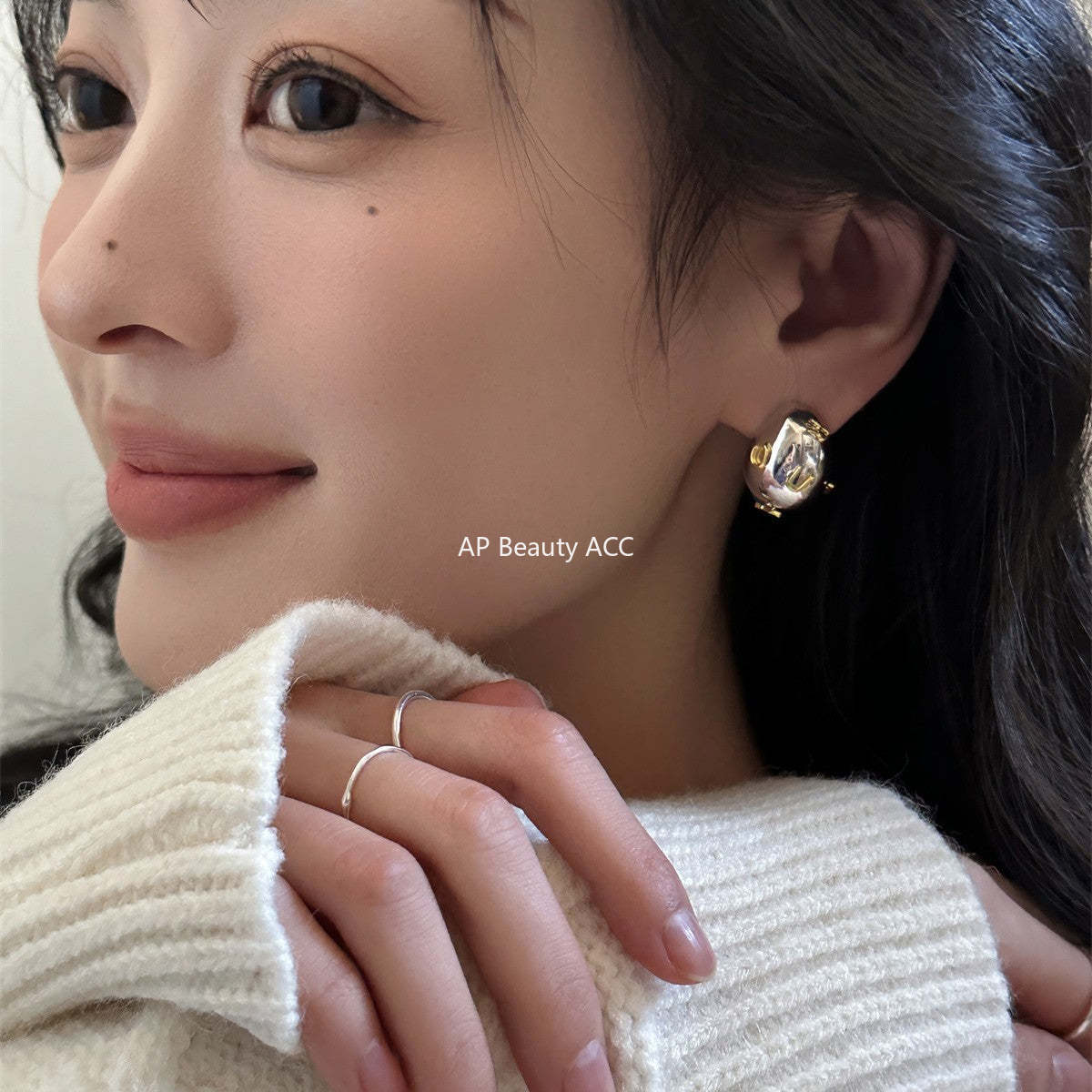 A관 - 타원 알파벳 디자인 925 은침 귀걸이 [EH-3611] 25.06-2