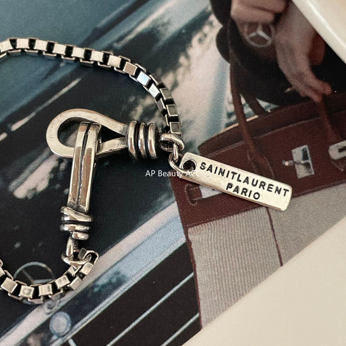 F관 - 925 실버 빈티지 실버 볼드 박스 체인 팔찌 [A75] 25.10-3