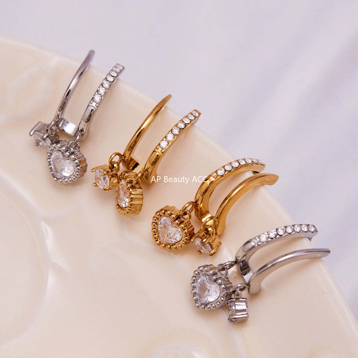 D관 - 스테인리스 큐빅 더블 레이어 별 디자인 귀걸이 [F1327] 25.10-5