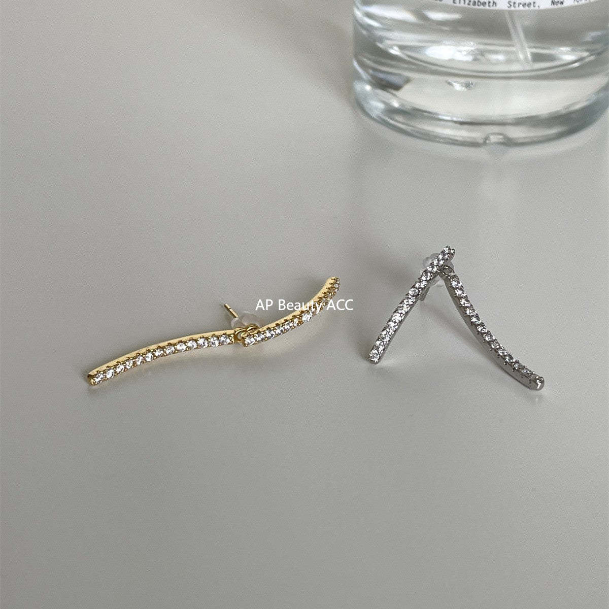 A관 - 925 은침 지오메트릭 라인 큐빅 귀걸이 [EH-4018] 25.10-2