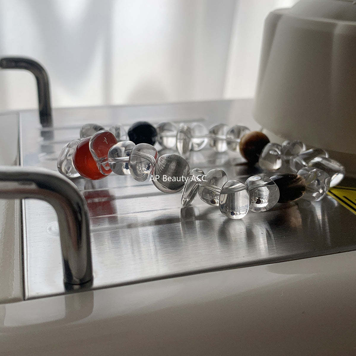 A관 - 천연 백수정 호안석 연수정 흑마노 홍마노 비즈 팔찌 [S580] 25.09-4