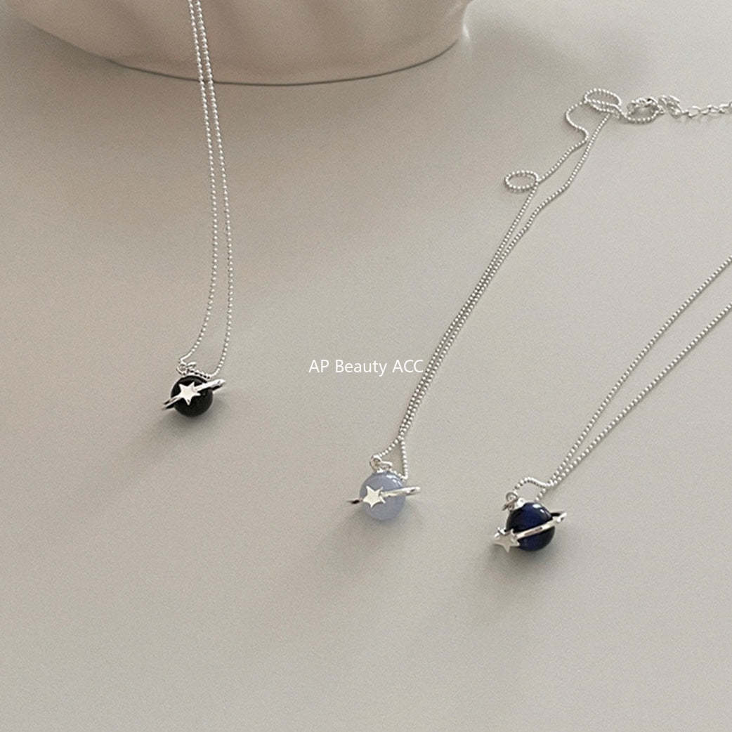 A관 - 925 실버 행성 별 천연석 펜던트 목걸이 [XL-1208] 25.09-4