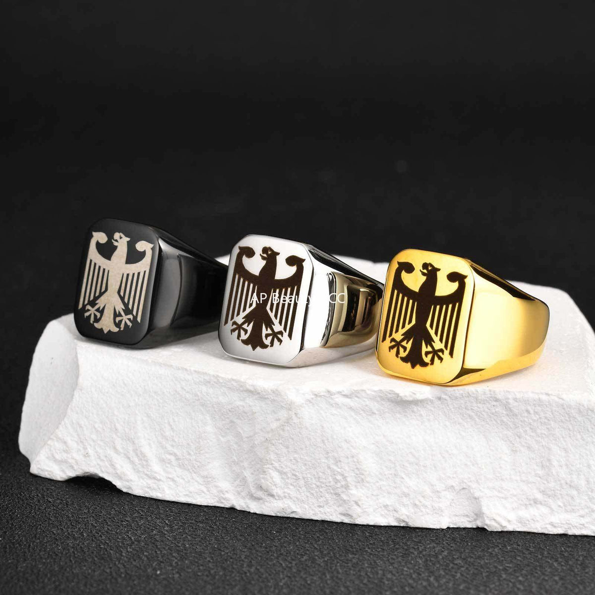 G관 - 레이저 독수리 디자인 스테인리스 스틸 반지 [RC-294] 25.12-2