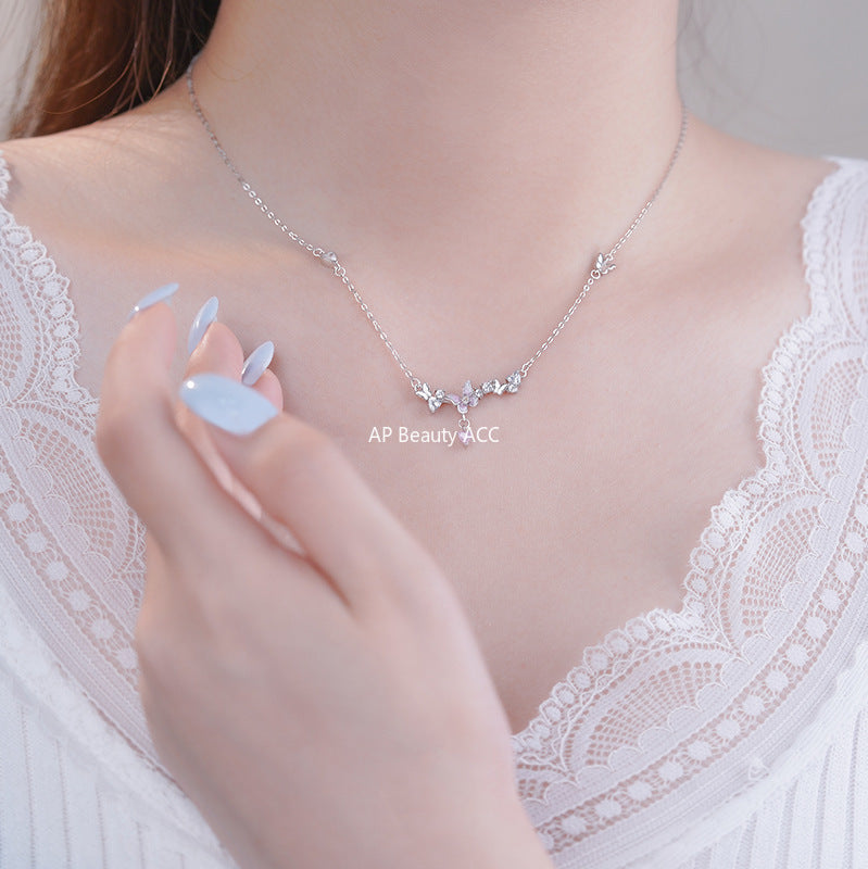 B관 - 999 실버 나비 하트 큐빅 펜던트 목걸이 [YC0028N_1] 25.10-3