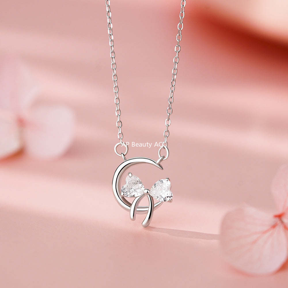 B관 - 925 실버 달 리본 펜던트 목걸이 [YC2587N_1] 25.12-1