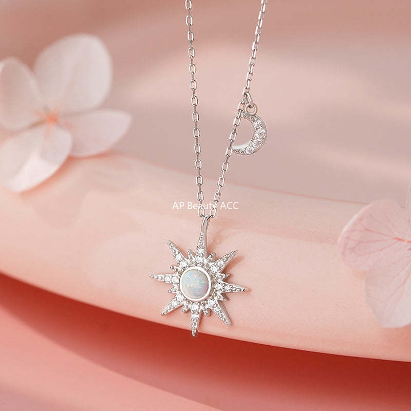 B관 - 925 실버 별 달 모양 큐빅 펜던트 목걸이 [YC1445N_1] 25.10-5
