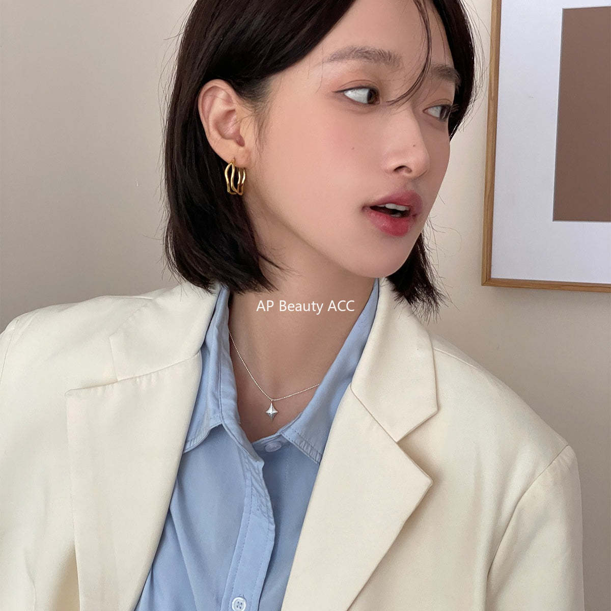 A관 - 불규칙 더블 레이어 귀찌 귀걸이 [EJ-60] 25.12-3