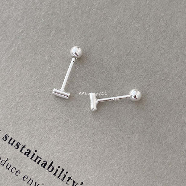 A관 - 925 실버 기하학 스퀘어 피어싱 귀걸이 [EH-4187] 25.12-3