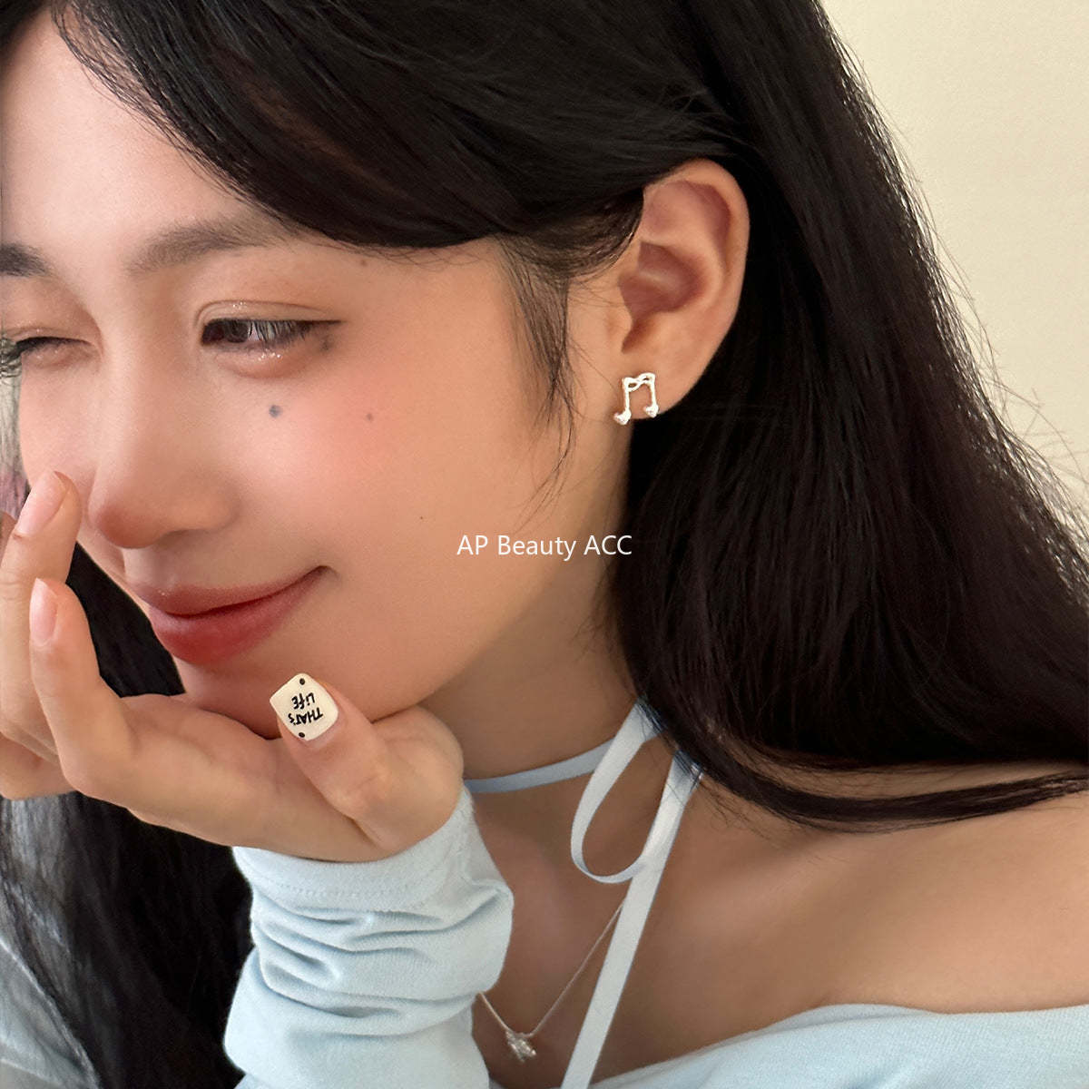 A관 - 925 은침 액체 메탈 음표 하트 귀걸이 [EH-3114] 24.09-1