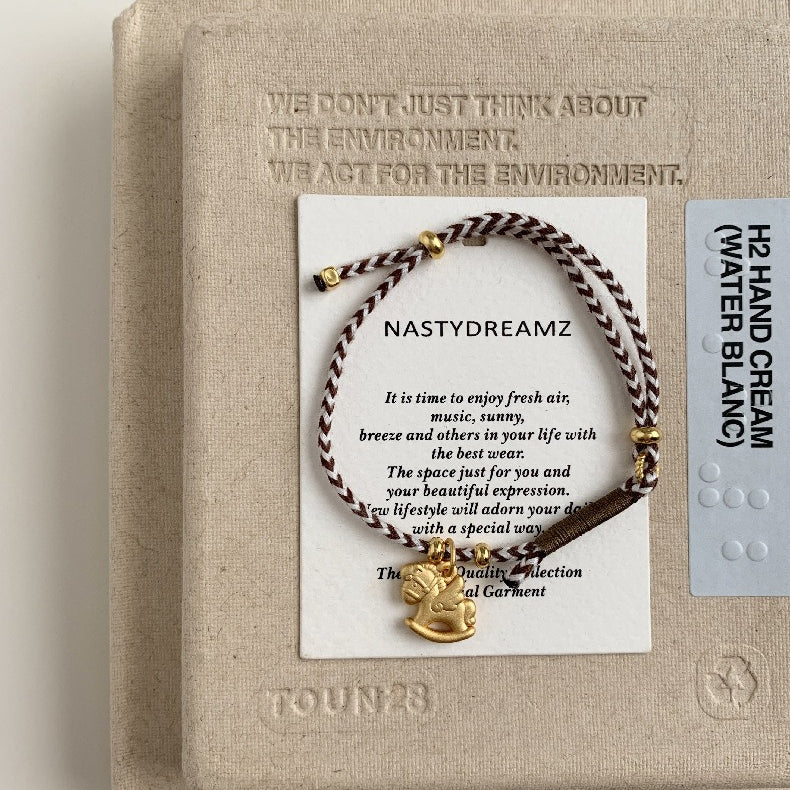 A관 - 925 실버 목마 말 펜던트 핸드메이드 스트랩 팔찌 [1630] 25.12-3