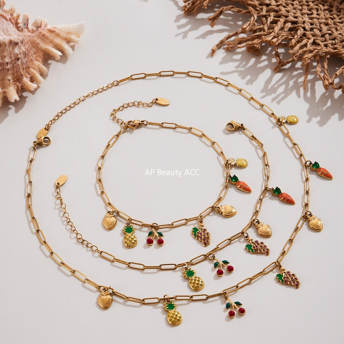 D관 - 스테인리스 스틸 과일 큐빅 펜던트 목걸이 팔찌 발찌 [TXP414] 25.10-1