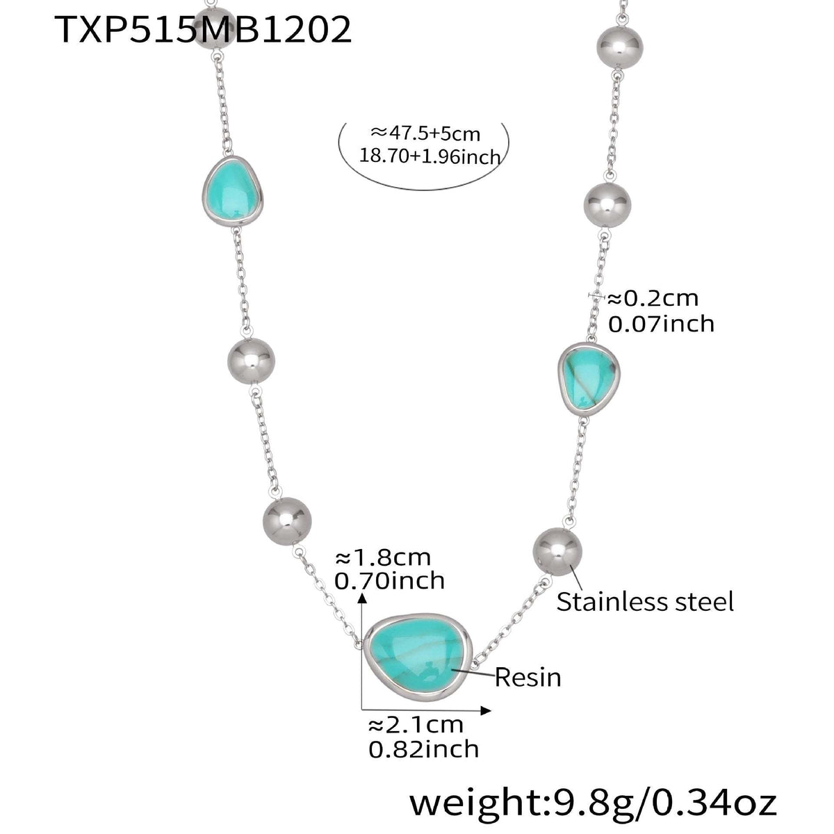 D관 - 컬러 레진 큐빅 하트 18K 도금 스테인리스 스틸 목걸이 팔찌 [TXP515] 25.12-2