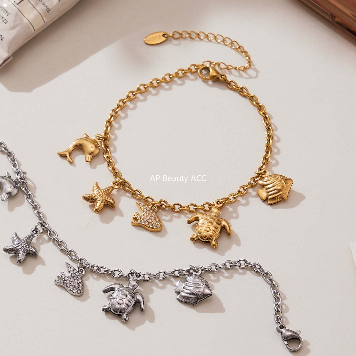 D관 - 18K 도금 스테인리스 스틸 해양생물 큐빅 펜던트 목걸이 팔찌 [TXP445] 25.10-4