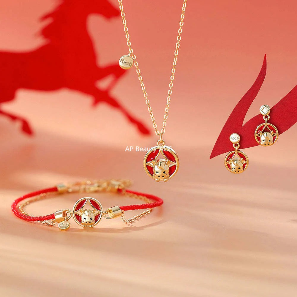 B관 - 999 실버 말띠 디자인 귀걸이 목걸이 팔찌 [YC10183E_1 YC2702N_1 YC5050SL_1] 25.11-4