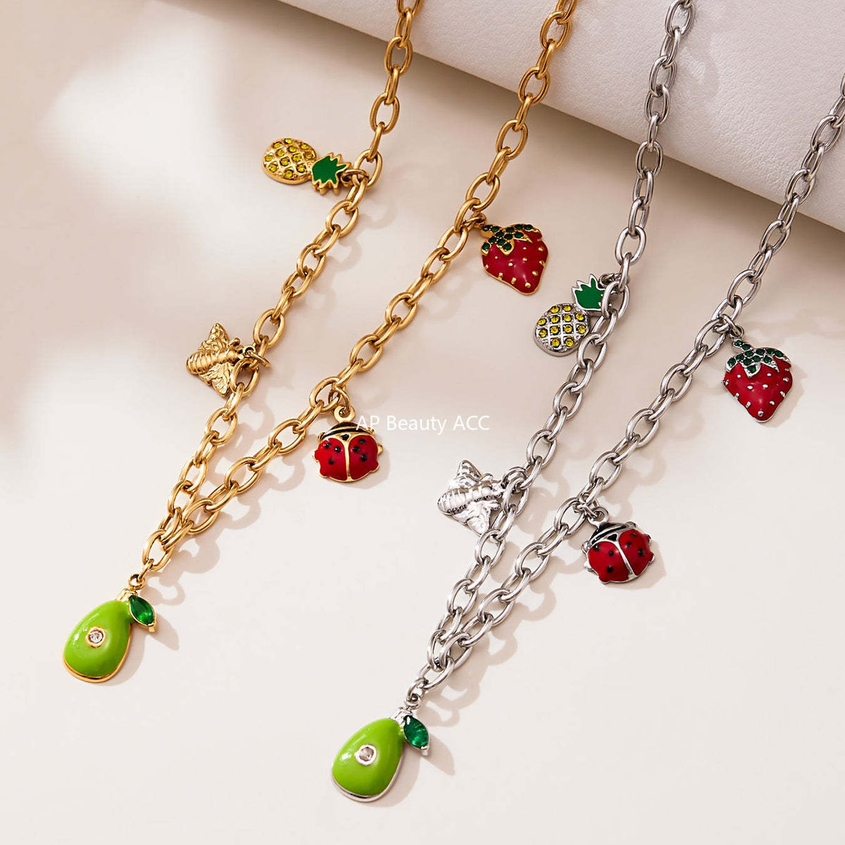 D관 - 스테인리스 스틸 큐빅 과일 열기구 지구본 펜던트 목걸이 팔찌 반지 [TXP422] 25.10-4