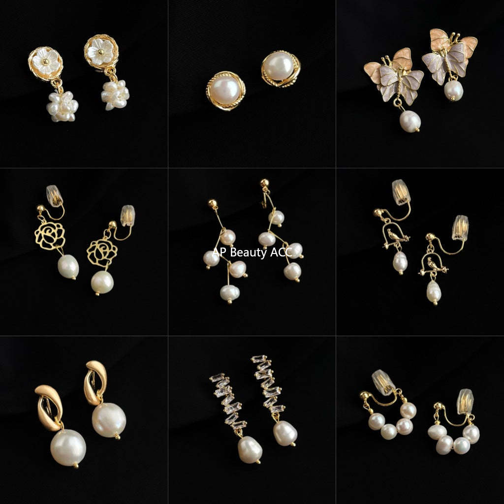 C관 - 담수 진주 골드 도금 나선형 이어커프 귀걸이 [EJ0203P] 25.02-3