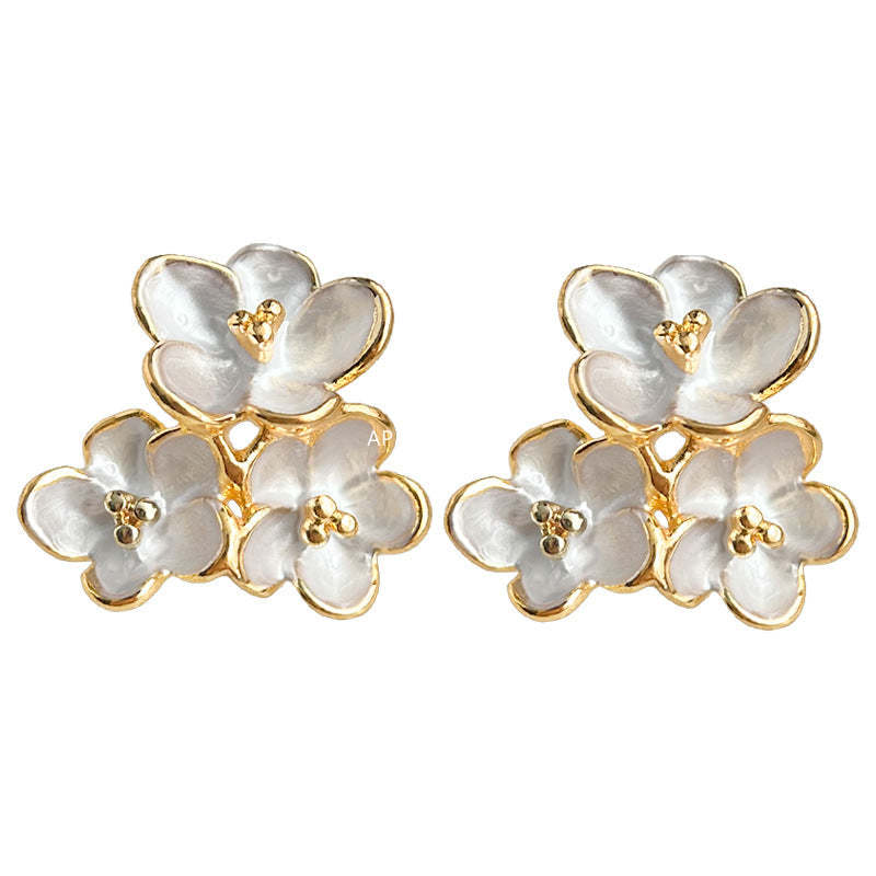 C관 - 14K 도금 오스만 꽃 디테일 우아한 심플 귀걸이 [4338] 24.07-1