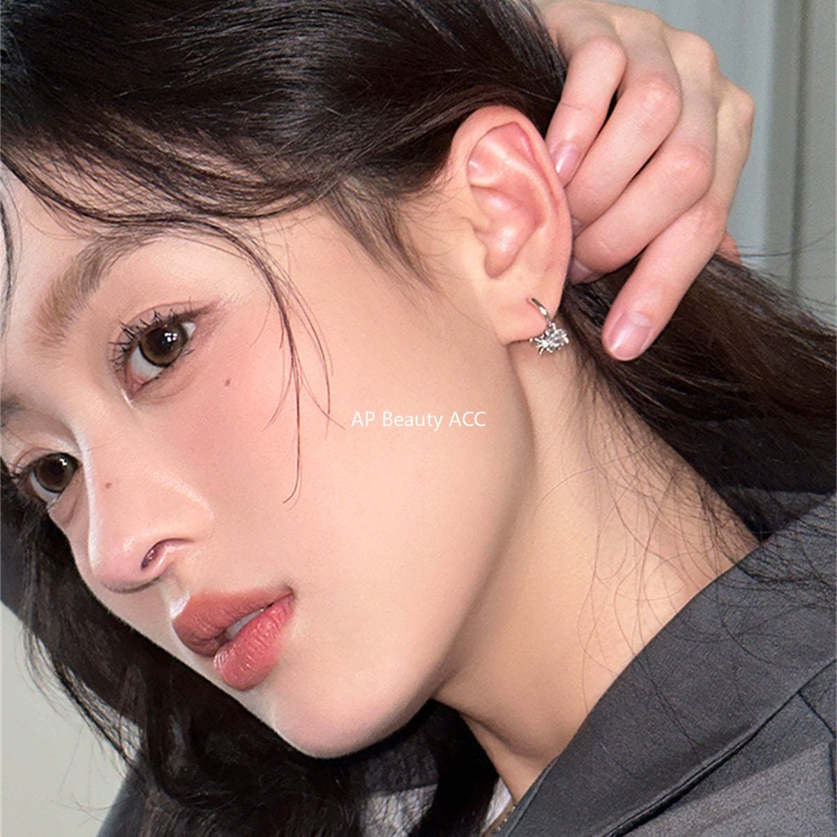 A관 - 925 은침 큐빅 링 귀걸이 [EH-4046] 25.09-2