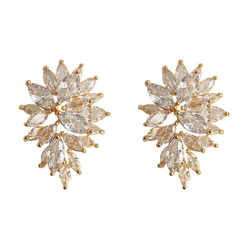 C관 - 14K 도금 고급스러운 미니 큐빅 은침 귀걸이 고급스러운 패셔너블한 밤나무 귀걸이 [3729] 24.04-2