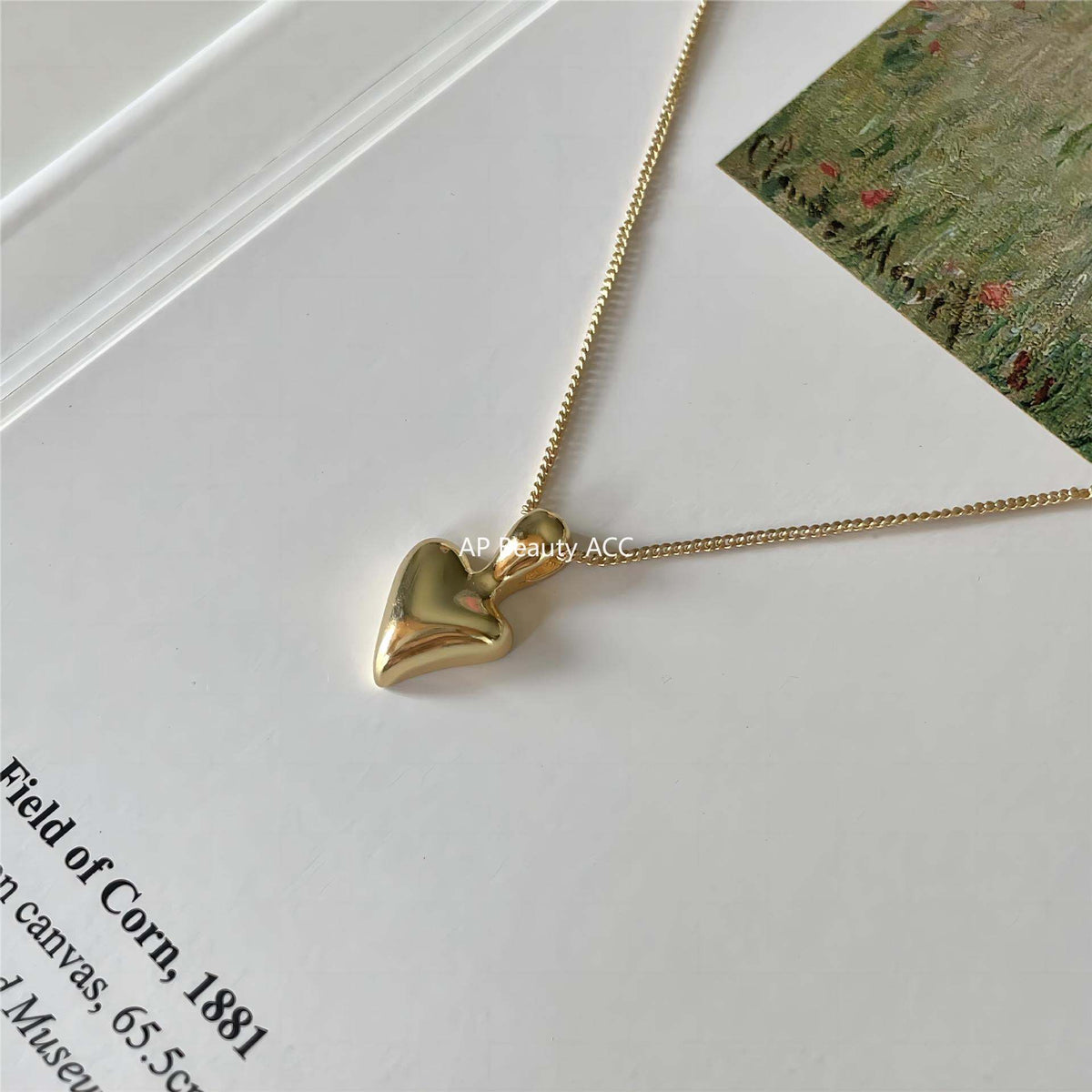 F관 - 925 실버 비정형 하트 펜던트 목걸이 [B1195] 25.12-2
