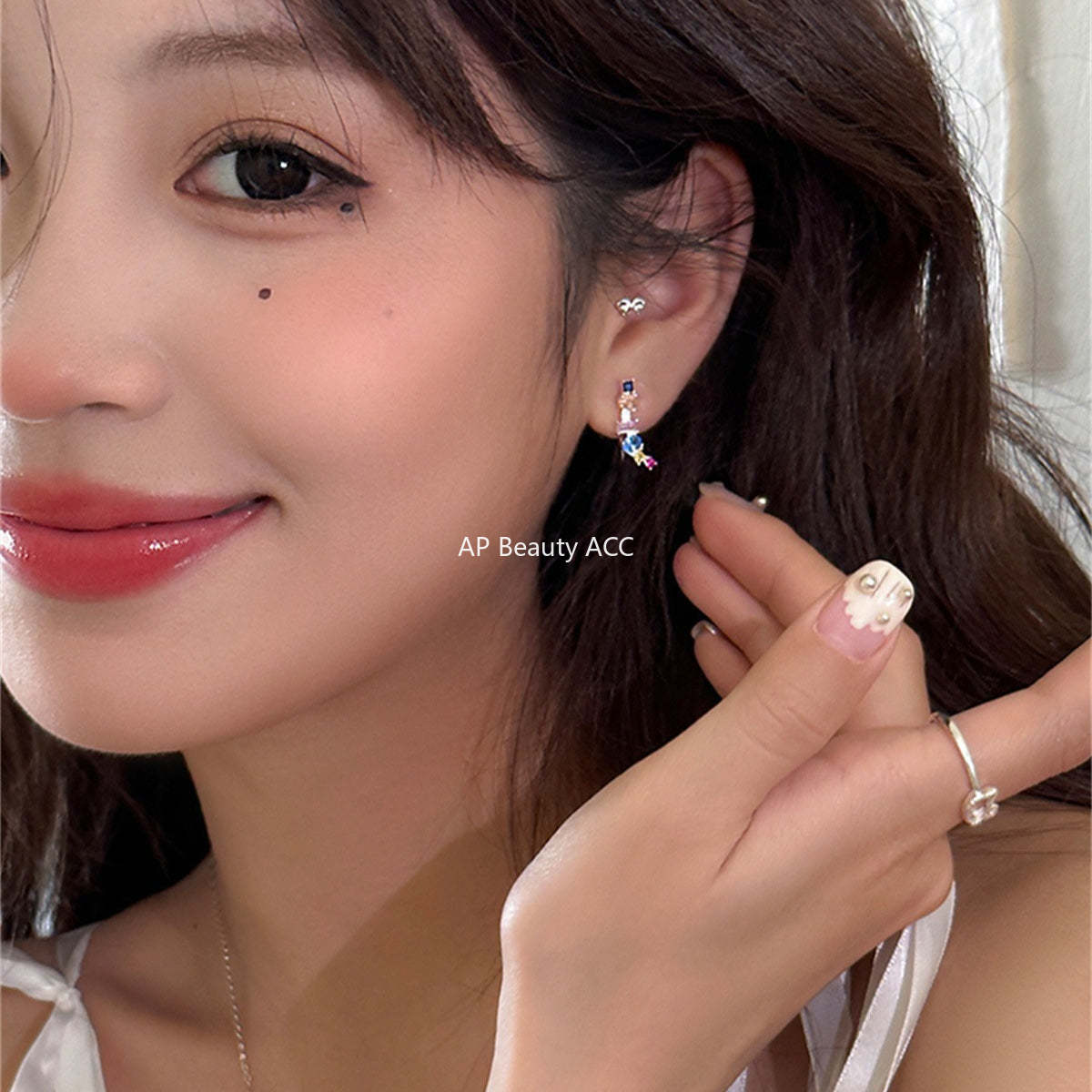 A관 - 925 은침 컬러 큐빅 디자인 귀걸이 [EH-3982] 25.09-4