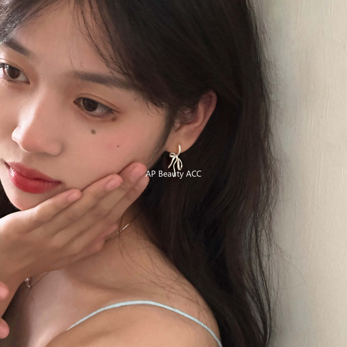 A관 - 리본 모양 샌딩 925 은침 귀걸이 [EH-3250.SJ] 25.12-2