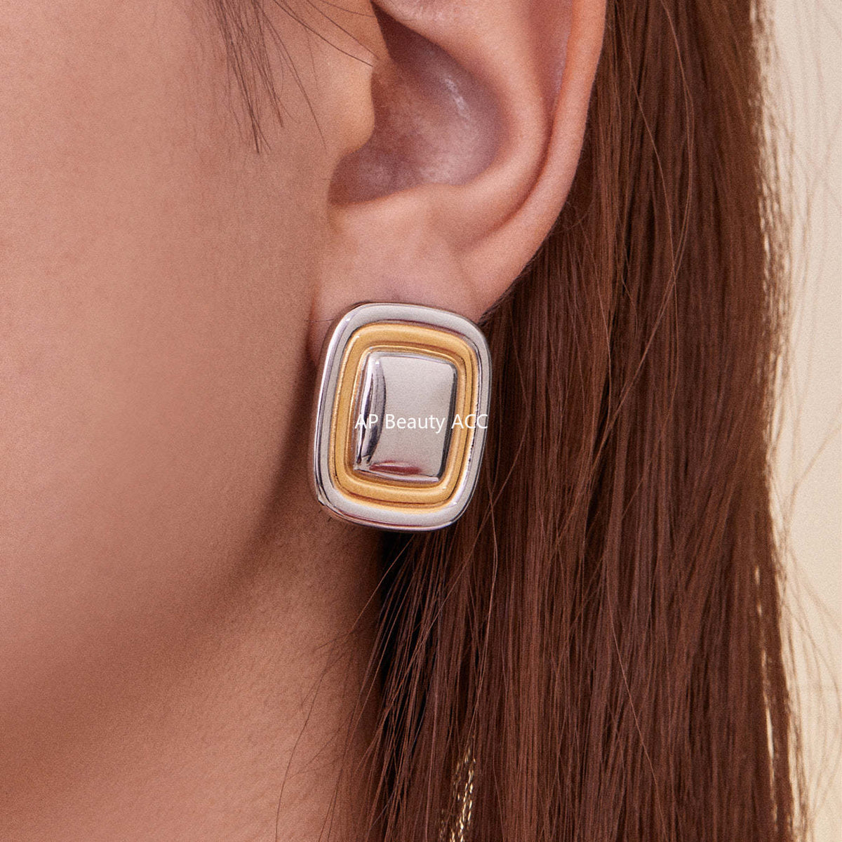 D관 - 스테인리스 18K 도금 8자형 스퀘어 모양 귀걸이 [F625-F626] 25.10-5