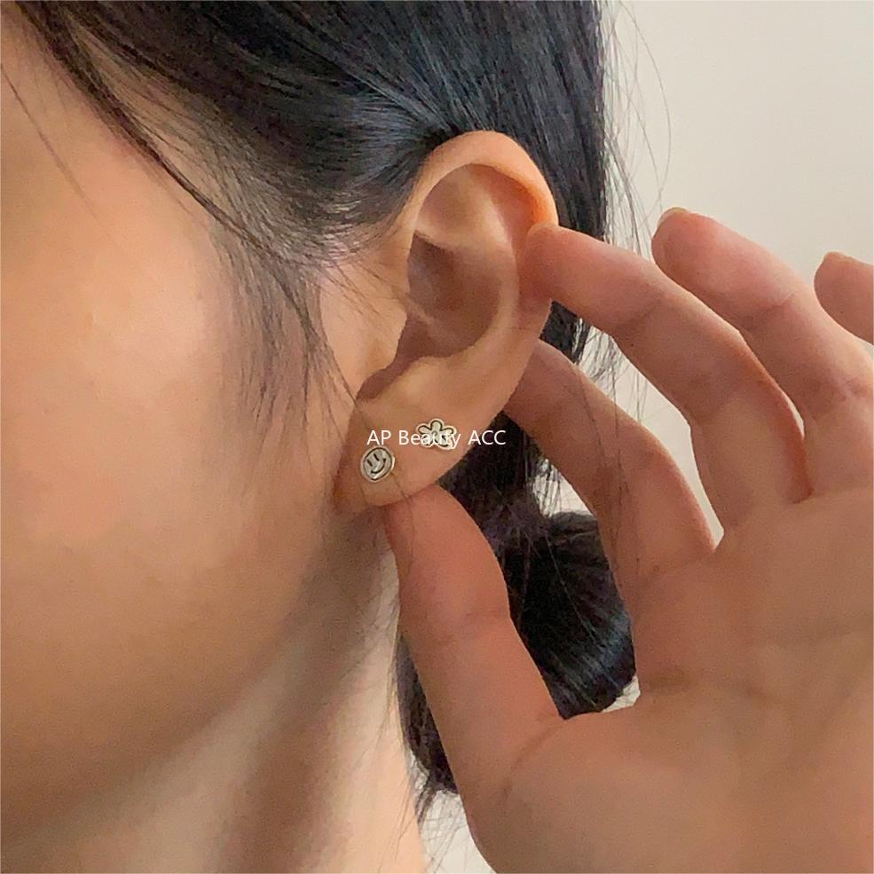 F관 - 925 실버 스마일 별 플라워 귀걸이 [C1253] 25.08-3
