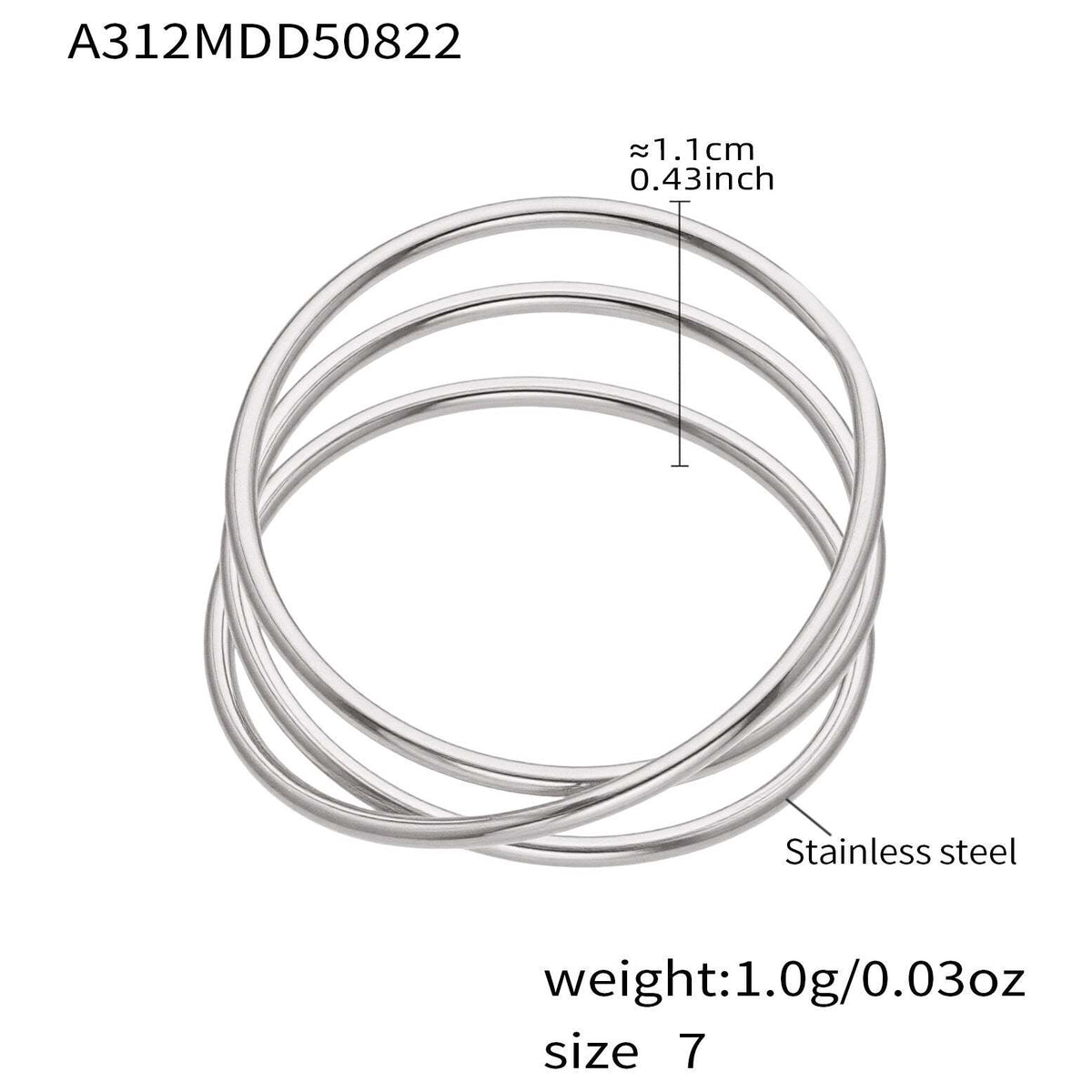 D관 - 큐빅 스테인리스 스틸 18K 골드 도금 반지 [A309-A312-A313] 25.09-4