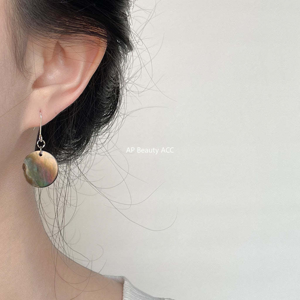 C관 - 간결한 조개 핸드메이드 은침 휴양지 느낌 귀걸이 [3831] 24.04-3