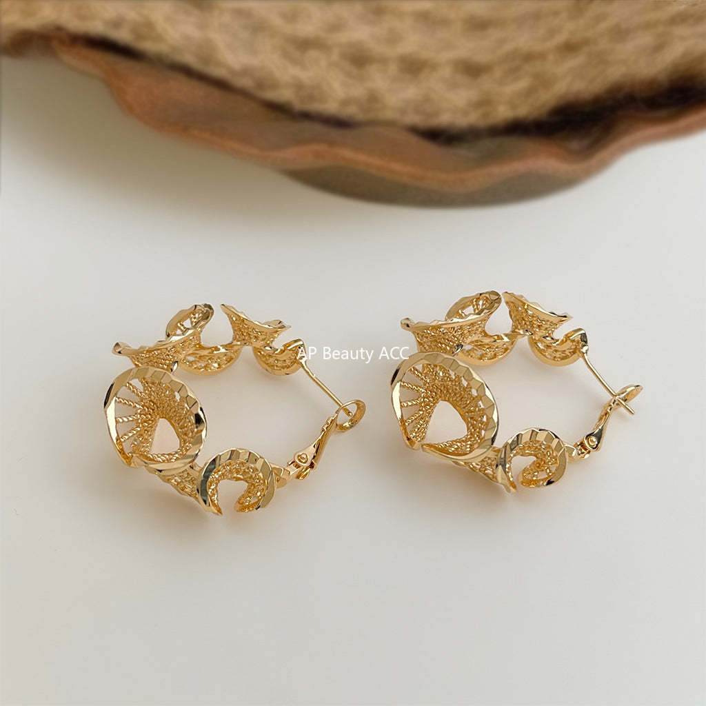 C관 - 레이스 장식 입체 트위스트 925 은침 귀걸이 [6790] 25.09-4