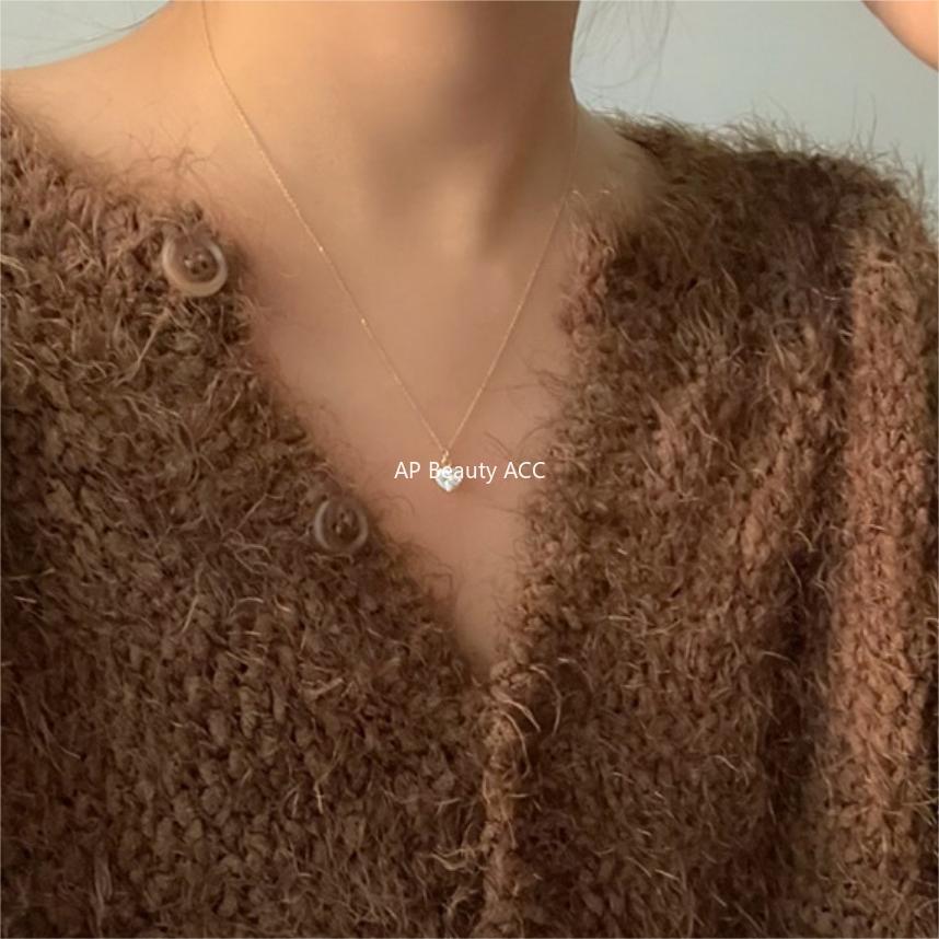 F관 - 925 실버 하트 큐빅 펜던트 목걸이 [B1209] 25.10-1