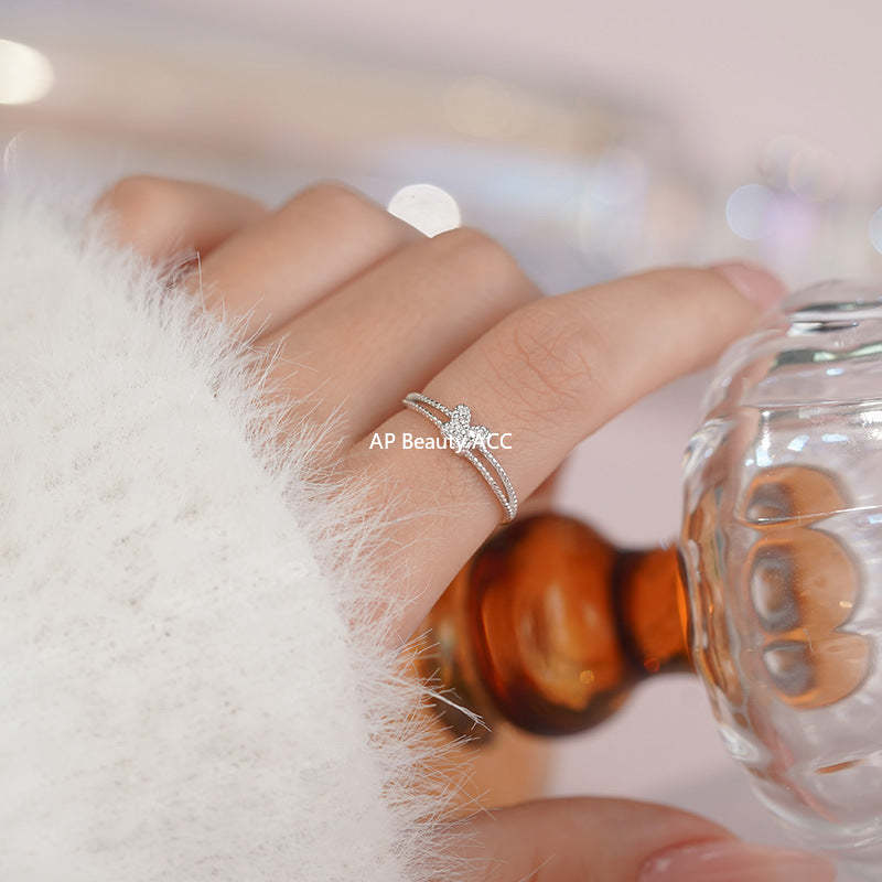 B관 - 999 실버 나비 더블 라인 오픈형 반지 [YC3227R_1] 25.10-2