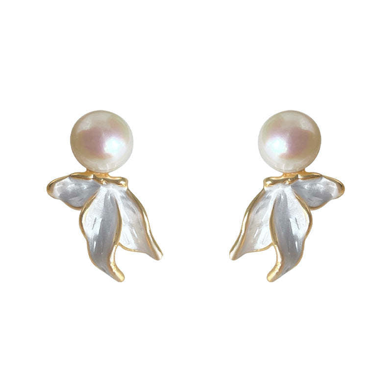 C관 - 담수진주 나비 18K 도금 925 실버 귀걸이 [5754] 25.03-4