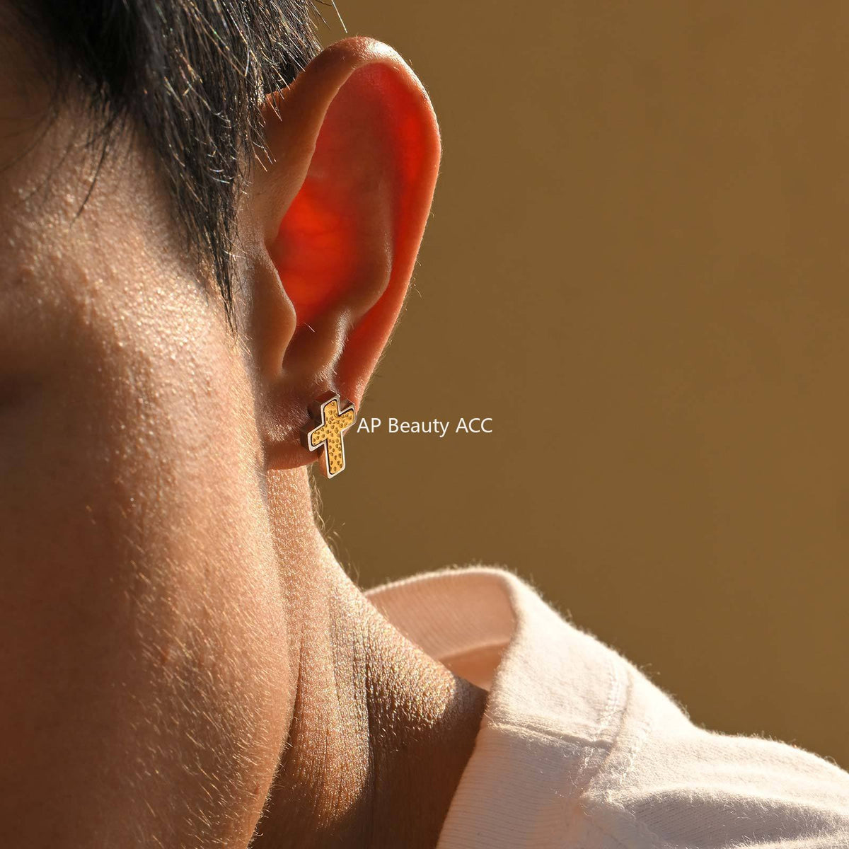 G관 - 스테인리스 스틸 펀칭 십자가 디자인 귀걸이 [ES-720] 25.11-1