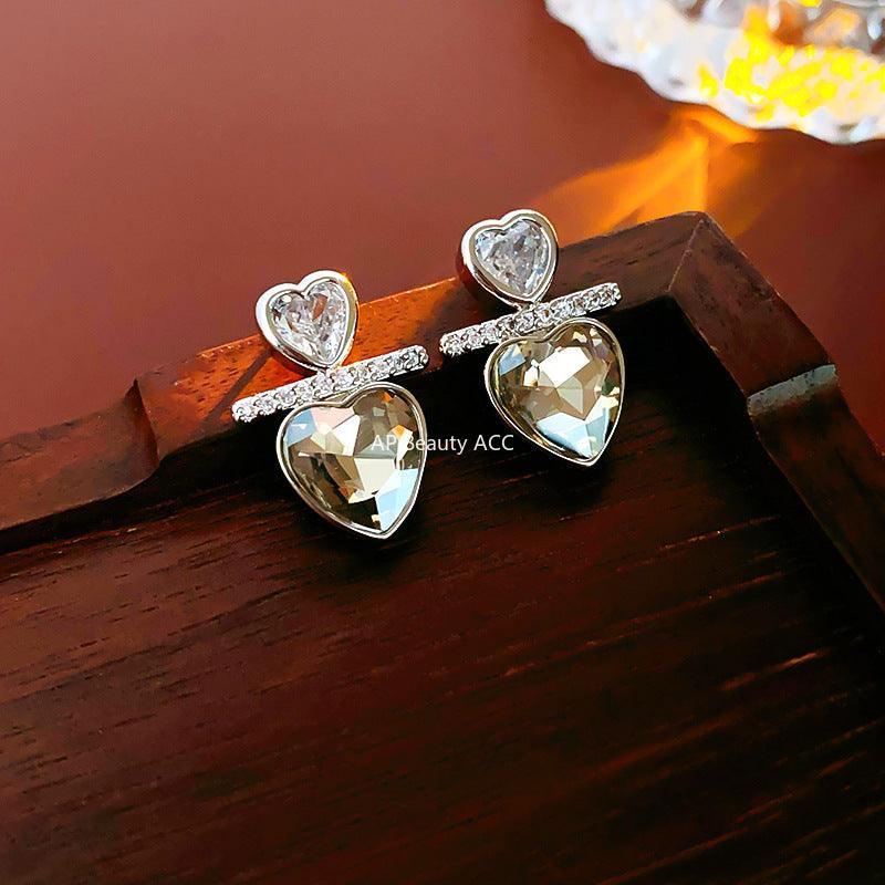 C관 - 실버 큐빅 하트 심플 유니크 인스타 감성 귀걸이 [E18875] 24.02-1