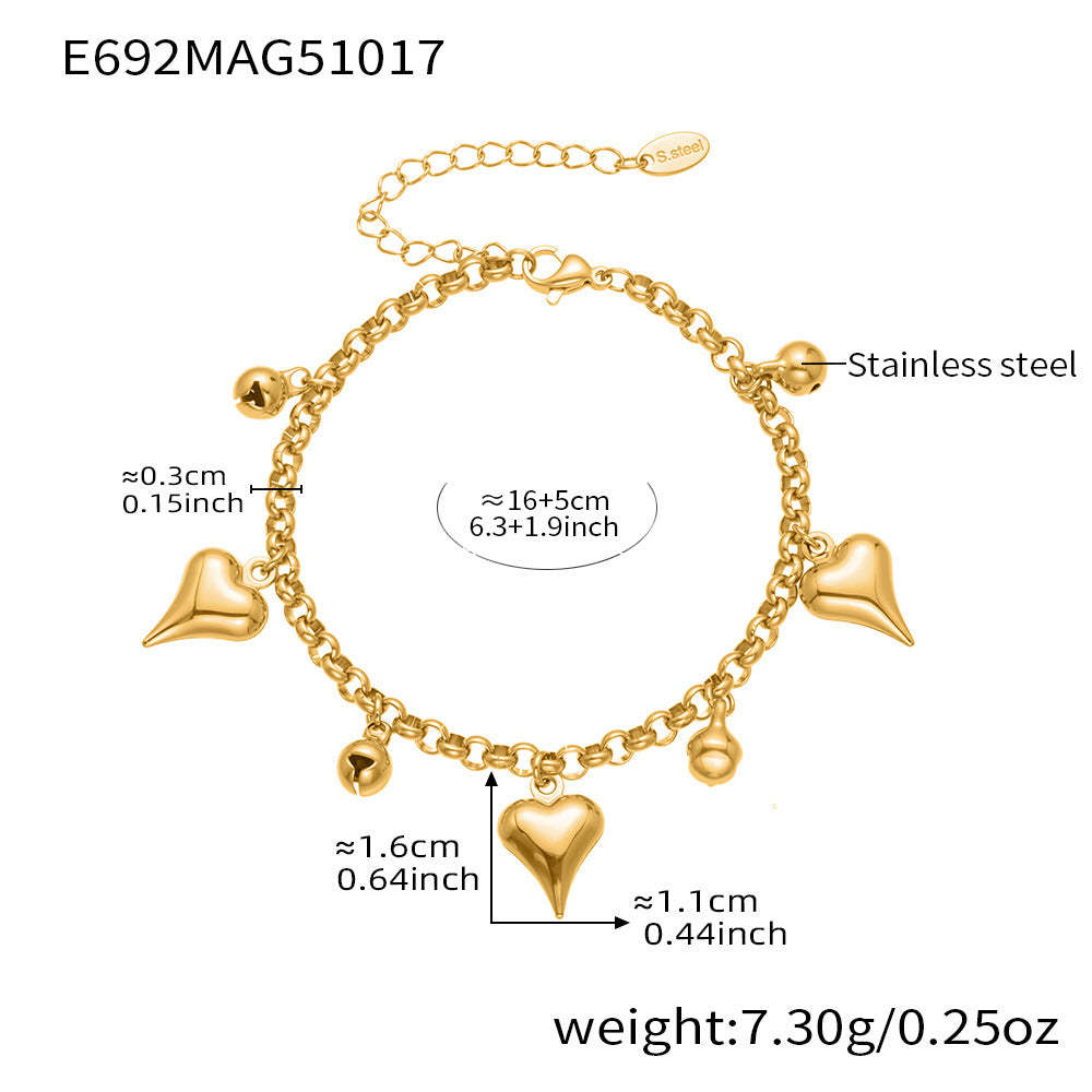 D관 - 스테인리스 스틸 조개 나뭇잎 하트 디자인 펜던트 팔찌 [E685] 25.10-4