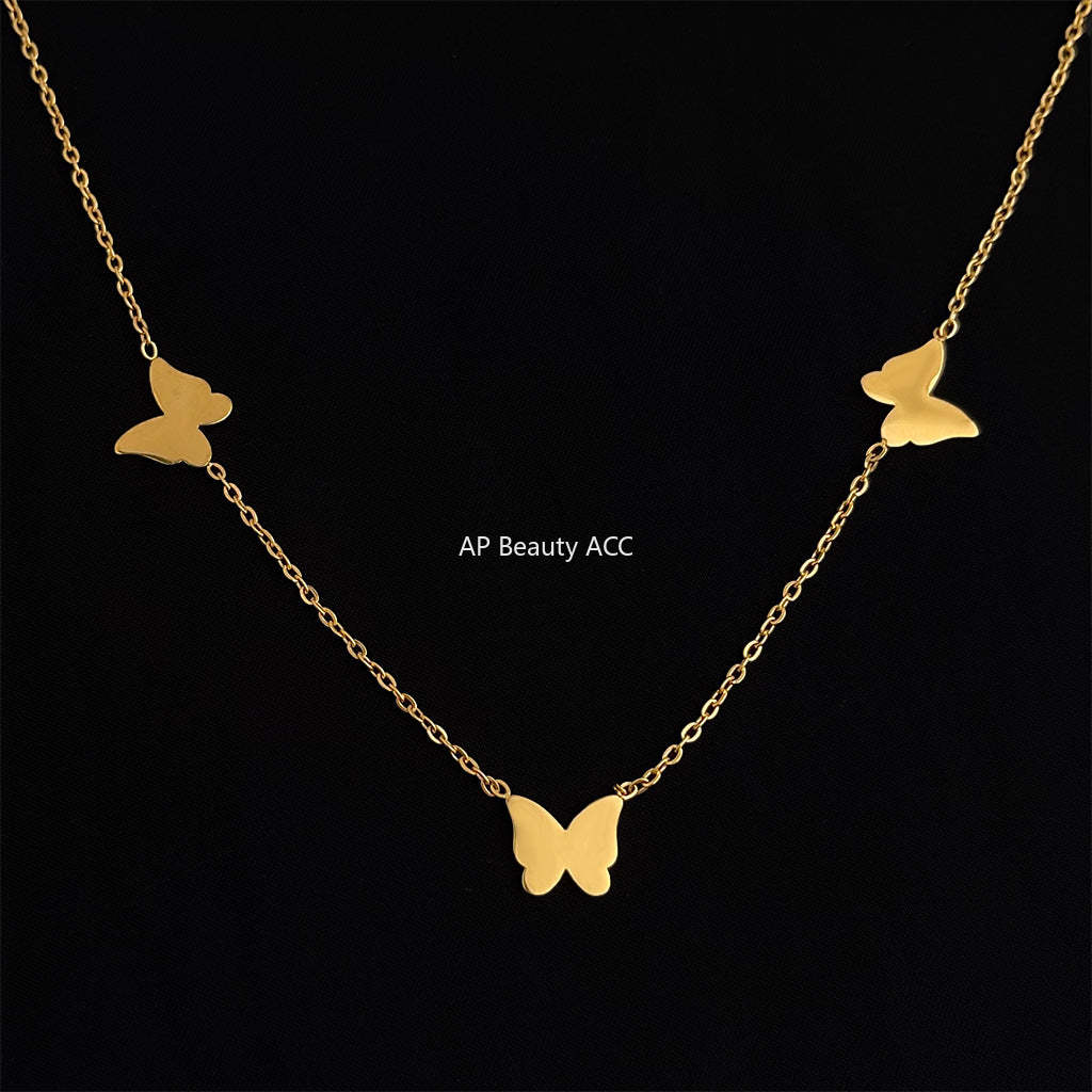 C관 - 304 스테인리스 18K 도금 버터플라이 미니멀 목걸이 [5668] 25.03-1