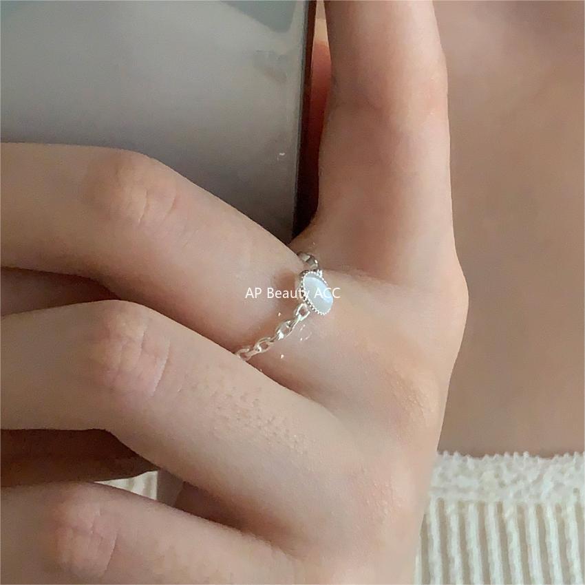 F관 - 925 실버 화이트 크리스탈 디자인 감각 개성 반지 [J2039] 24.08-3