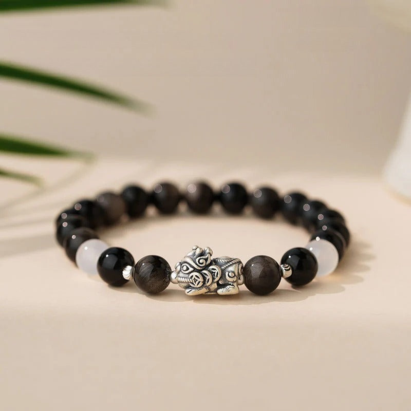 B관 - 999 실버 빈티지 행운 비즈 커플 팔찌 [YC4563SL_1] 25.10-3