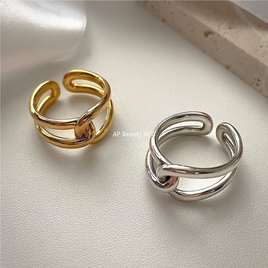 F관 - 925 실버 크로스 더블 라인 반지 [J1811] 25.09-4