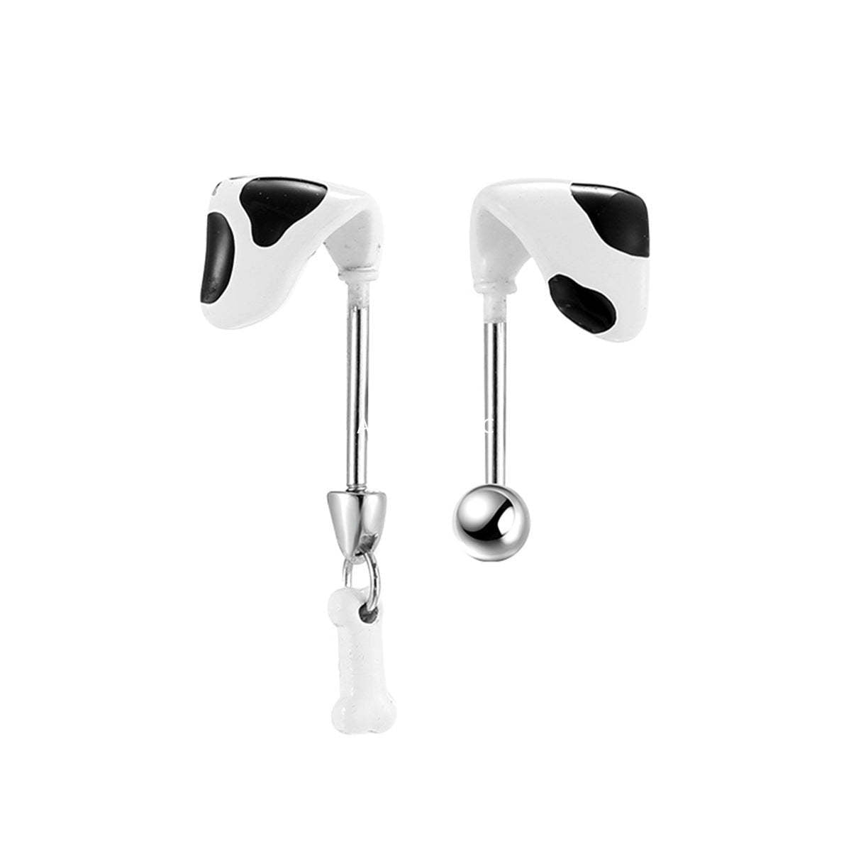 A관 - 티타늄 스틸 강아지 귀 디자인 피어싱 귀걸이 [EH-4086] 25.10-4