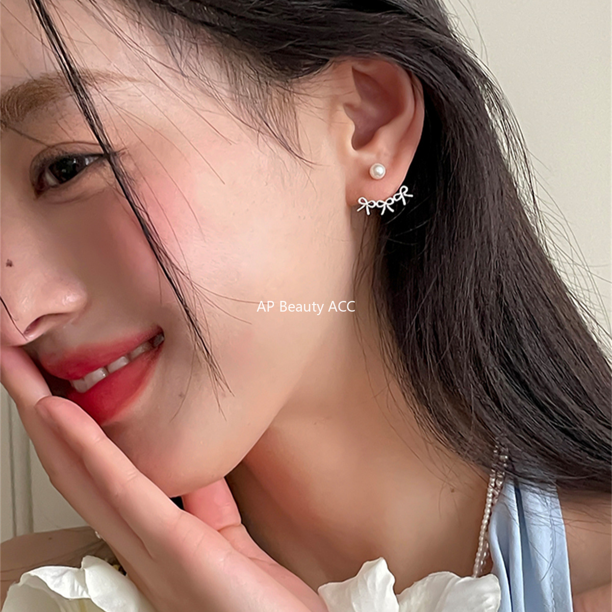 A관 - 925 은침 리본 진주 귀걸이 [EH-3004] 24.07-1